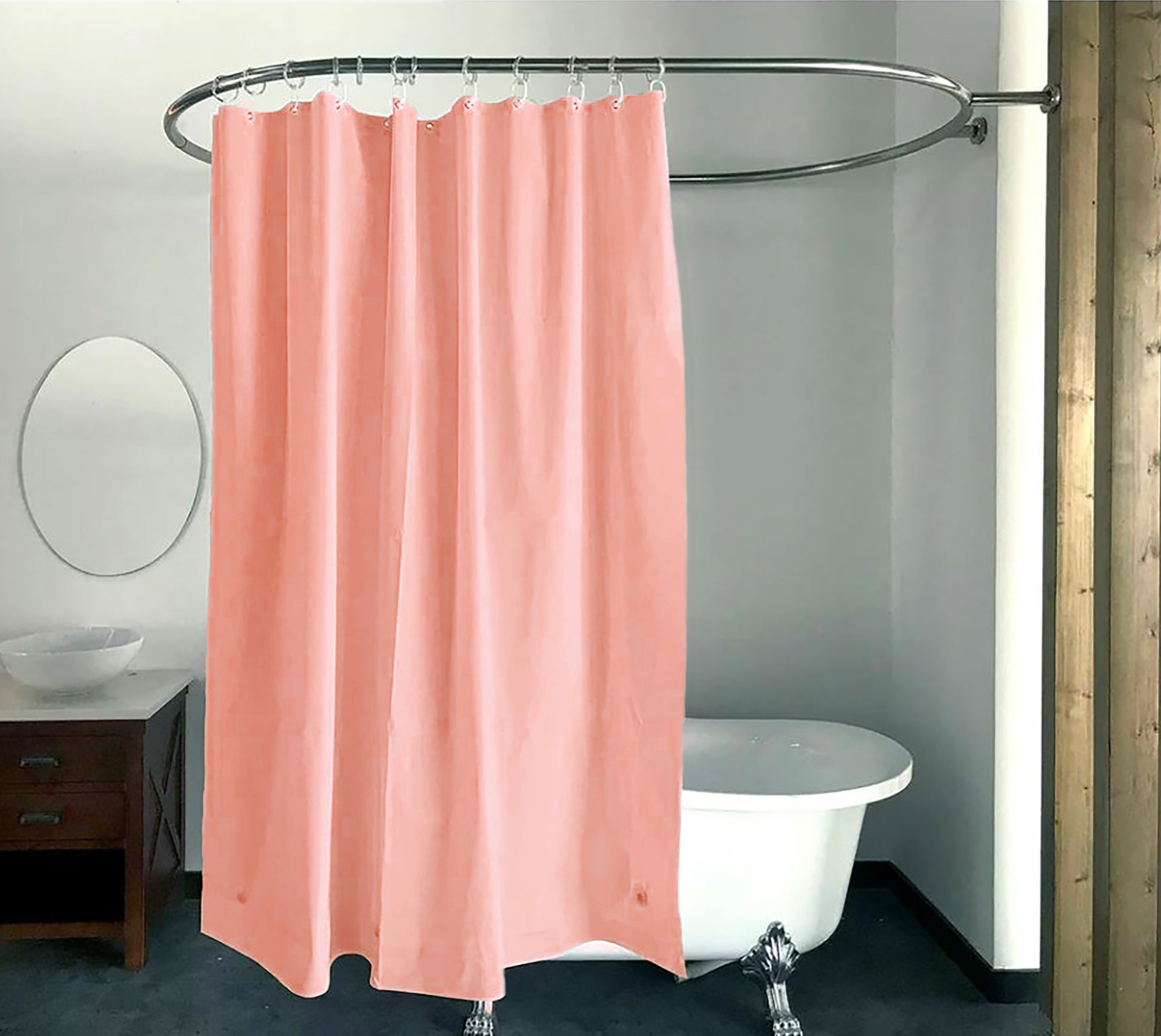 70" x 72" - Peach Vinyl Shower Curtain Liner Waterproof