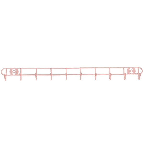 Pink All Purpose Mounted Hook Rail Hanger Hanging Rack 10 Hooks Organizer