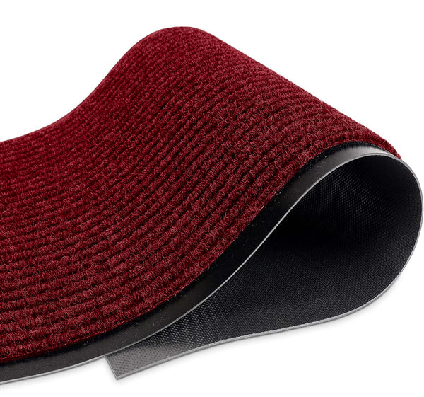Large Red Indoor Outdoor Heavy Duty Ribbed Entry Entrance Door Mat with Rubber Backing – 17"x30"