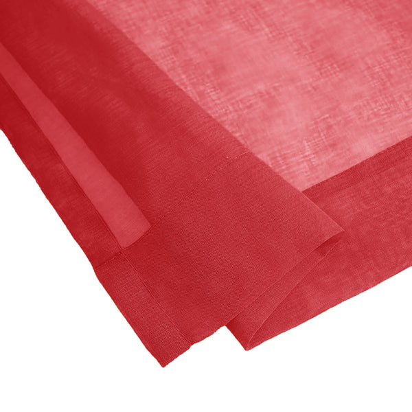 Red Sheer Window Rod Pocket Curtain Set 90" Inches Long (2 Panels)