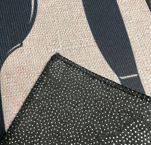 36" x 19" - Beige Black Modern Non-Slip Washable Low Pile Kitchen Mat