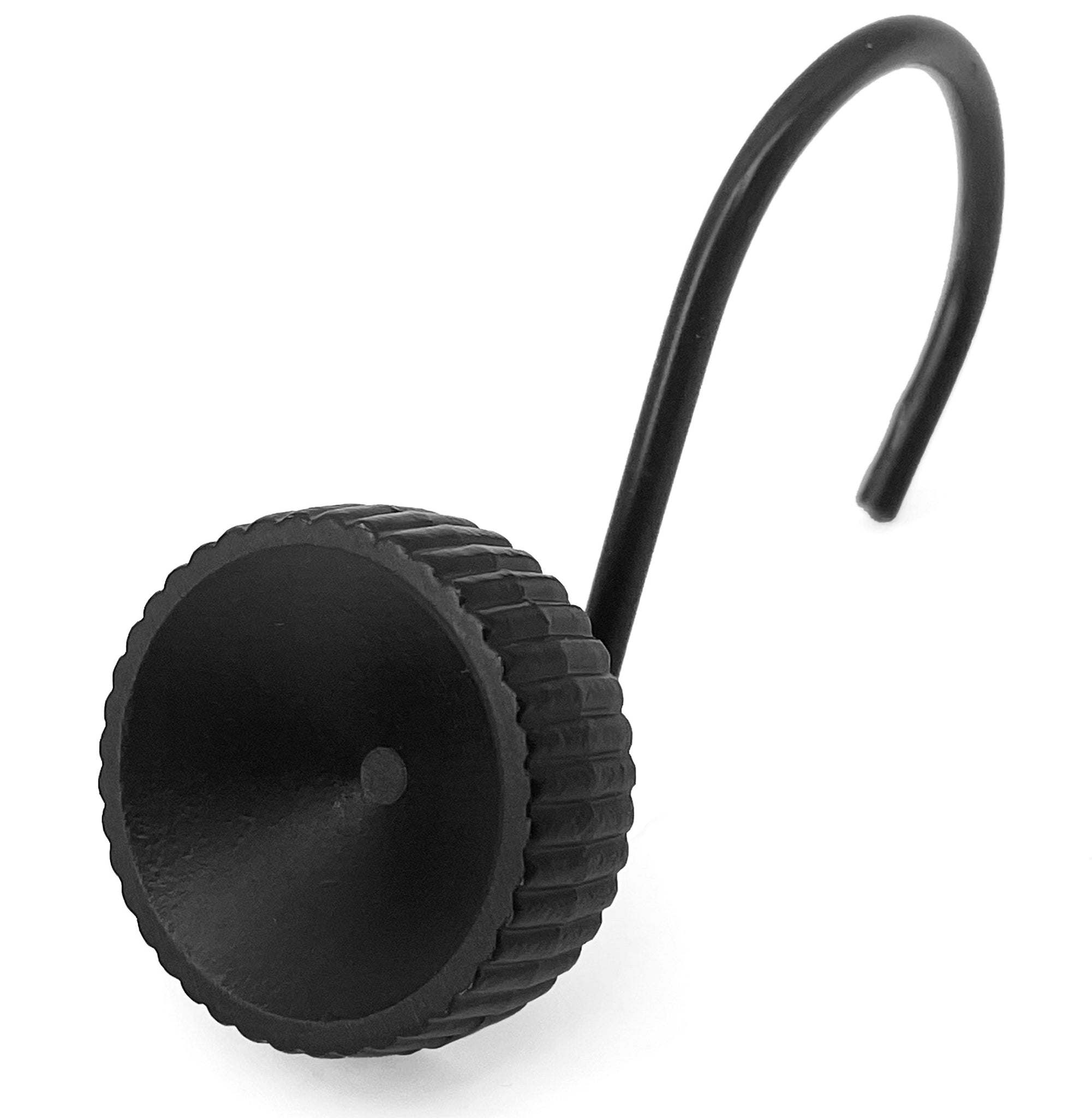 12 Piece Set - Matte Black S-Shape Heavy Duty Shower Curtain Hooks Rings Rustproof Metal