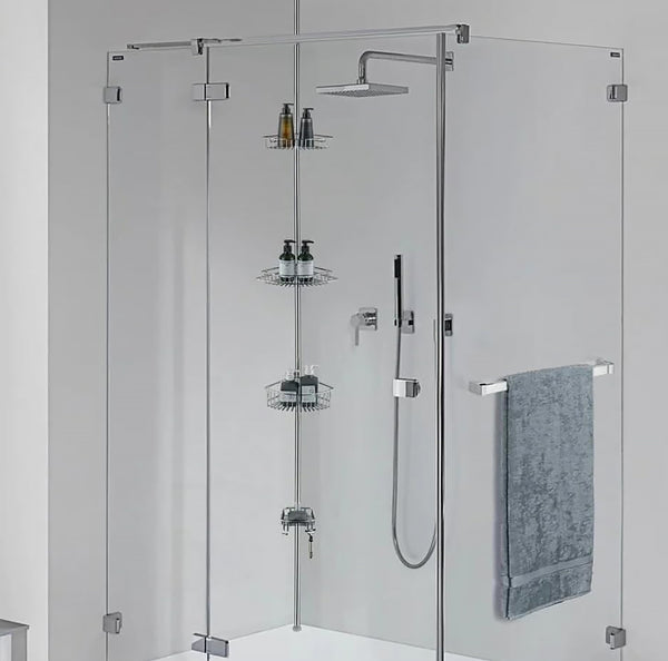 4-Tier Chrome Corner Tension Pole Shower Caddy