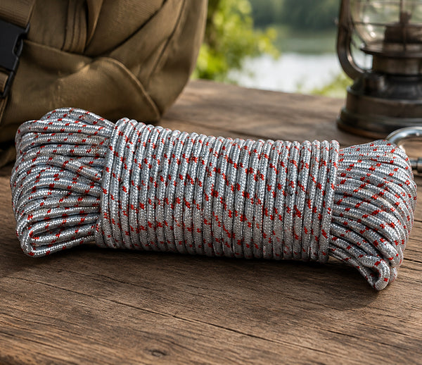 Silver Braided Utility Rope for Camping, Outdoor & Household Use - 98.5 Feet