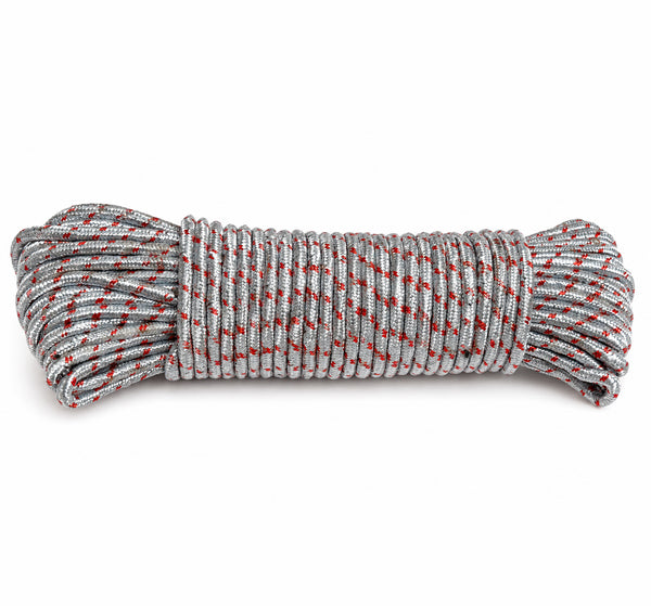 Silver Braided Utility Rope for Camping, Outdoor & Household Use - 98.5 Feet