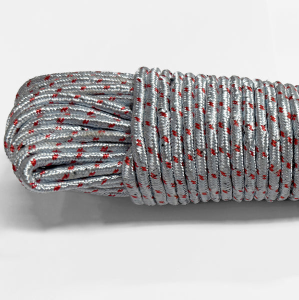 Silver Braided Utility Rope for Camping, Outdoor & Household Use - 98.5 Feet