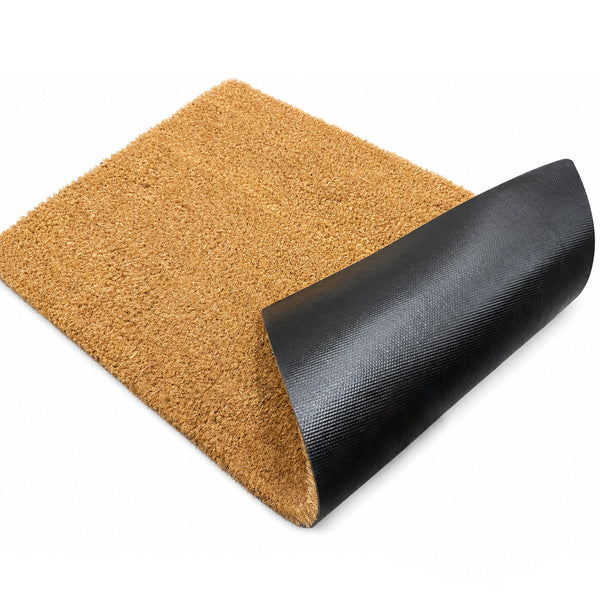 Heavy-DutySolid Beige Natural Fibers Coconut Coir Indoor/Outdoor Entryway Door Mat - 17"x29"