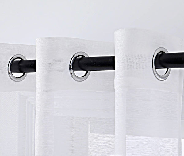 White Sheer Window Grommet Curtain Set 84" Inches Long ( 2 Panels)
