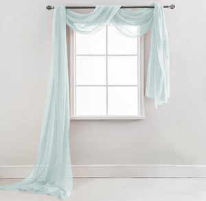 37" x 216" - Light Blue Window Scarf Valance Topper Draping Extra Long