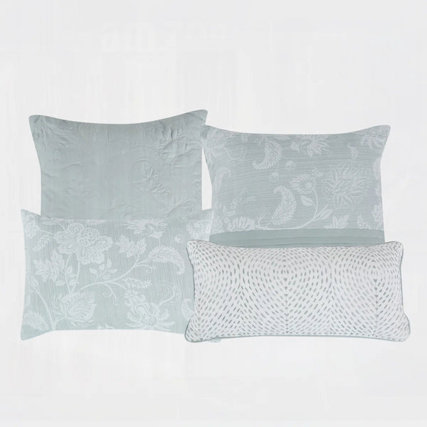 7 Piece Blue Floral Modern Comforter Set Soft Bedding