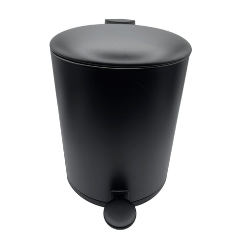 10" Tall Black Step Garbage Can with Removable Inner Bucket, Soft-Close Metal Waste Basket with Foot Pedal
