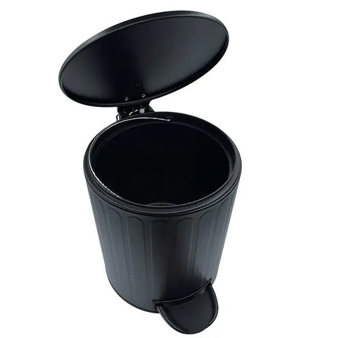 10" Tall Black Step Garbage Can with Removable Inner Bucket, Soft-Close Metal Waste Basket with Foot Pedal
