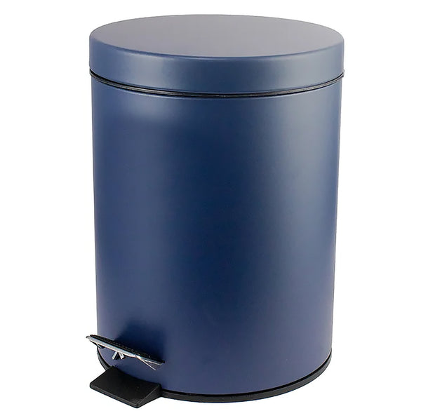 10" Tall Matte Navy Step Garbage Can with Removable Inner Bucket, Soft-Close Metal Waste Basket with Foot Pedal