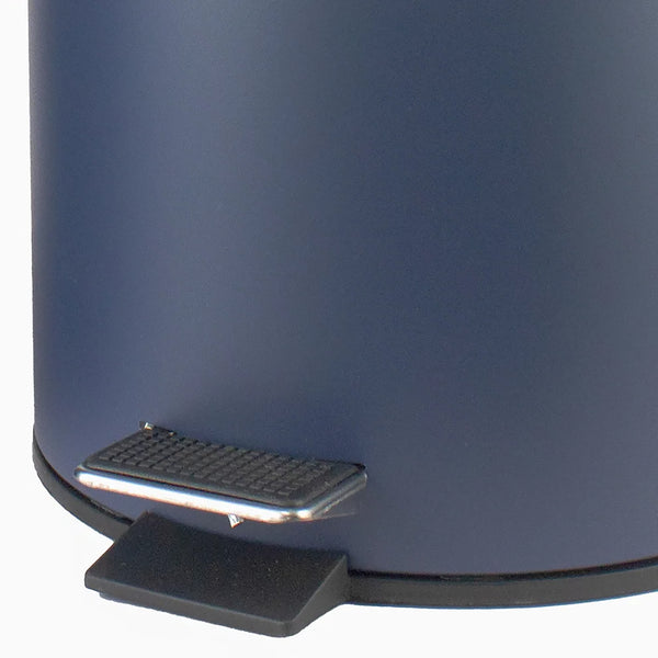 10" Tall Matte Navy Step Garbage Can with Removable Inner Bucket, Soft-Close Metal Waste Basket with Foot Pedal