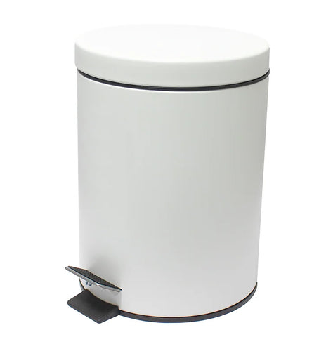 10" Tall Matte White Step Garbage Can with Removable Inner Bucket, Soft-Close Metal Waste Basket with Foot Pedal