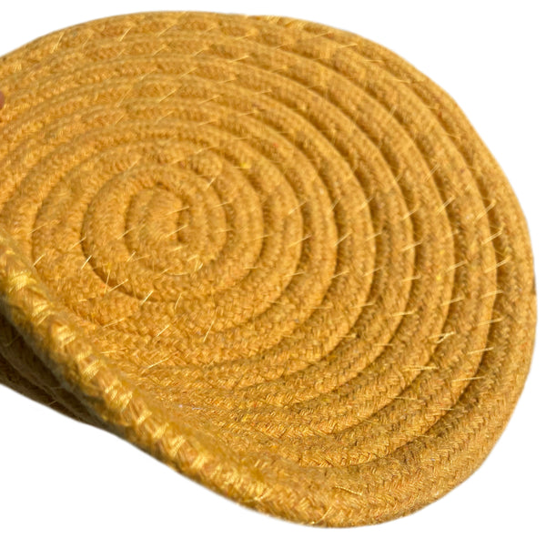 Gold Extra Thick Woven Trivet Round Placemats Natural Cotton Hot Potholder Mat Heat Resistant - 8"x8"(Pack of 4)
