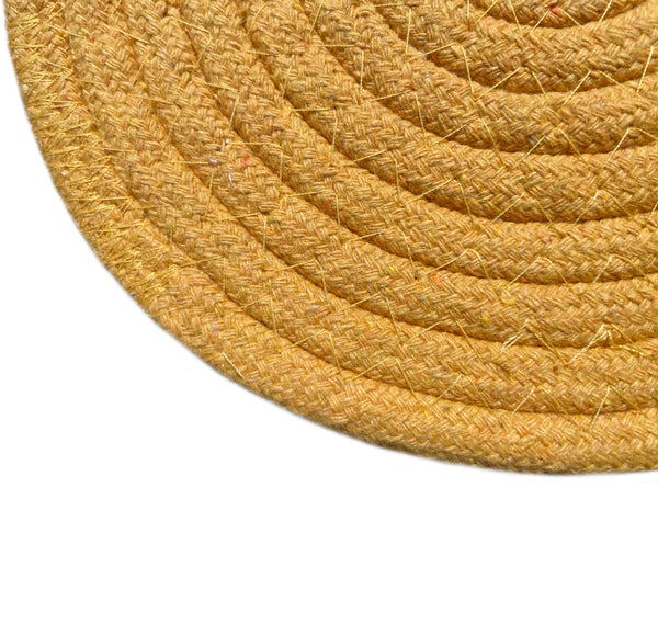 Gold Extra Thick Woven Trivet Round Placemats Natural Cotton Hot Potholder Mat Heat Resistant - 8"x8"(Pack of 4)