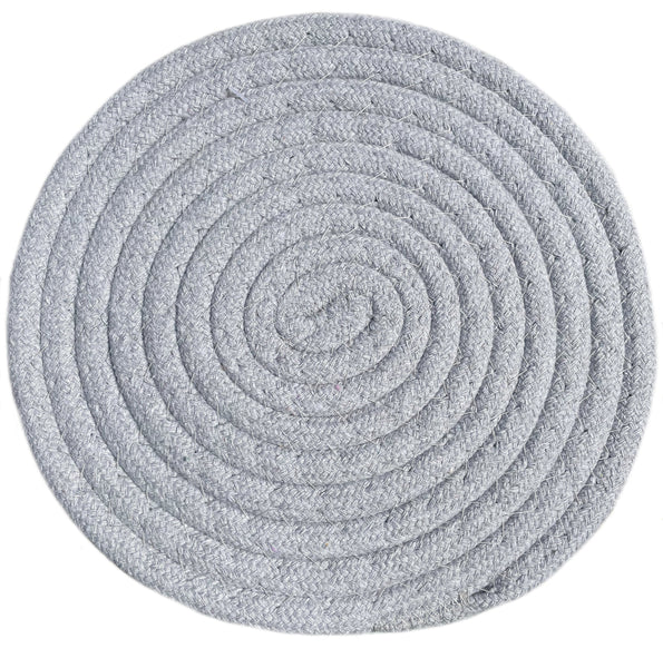 Silver Extra Thick Woven Trivet Round Placemats Natural Cotton Hot Potholder Mat Heat Resistant - 8"x8"(Pack of 4)