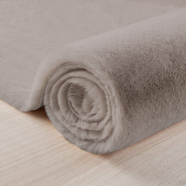 Taupe Faux Rabbit Fur Fuzzy Soft Fluffy Plush Cozy Shaggy Area Rug