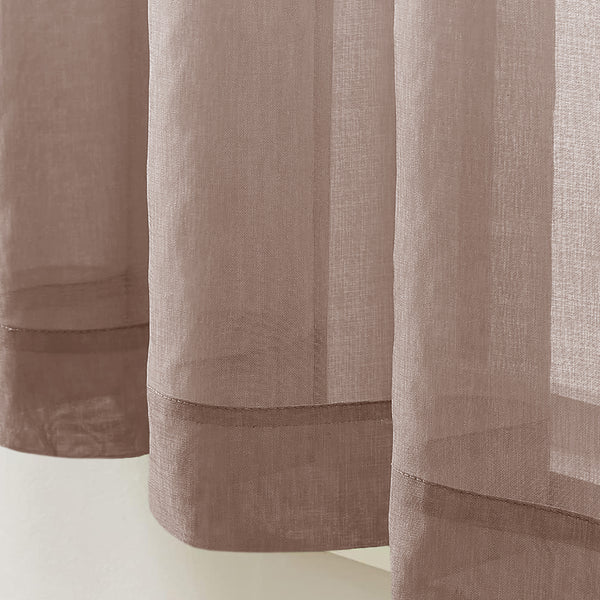 Taupe Sheer Window Rod Pocket Curtain Set (2 Panels)