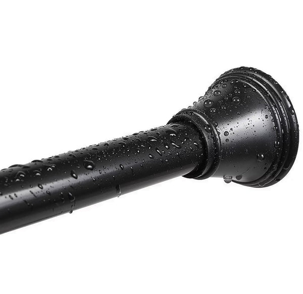 42"-72" Black Metal Shower Curtain Tension Rod Rust Resistant Non-Slip