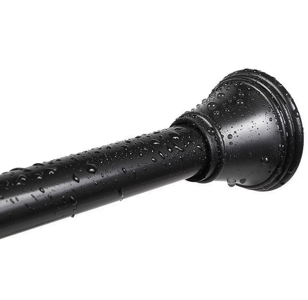 42"-72" Black Metal Shower Curtain Tension Rod Rust Resistant Non-Slip