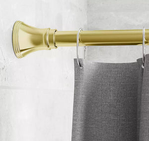 42"-72" Metal Shower Curtain Tension Rod Rust Resistant Non-Slip Brushed Gold