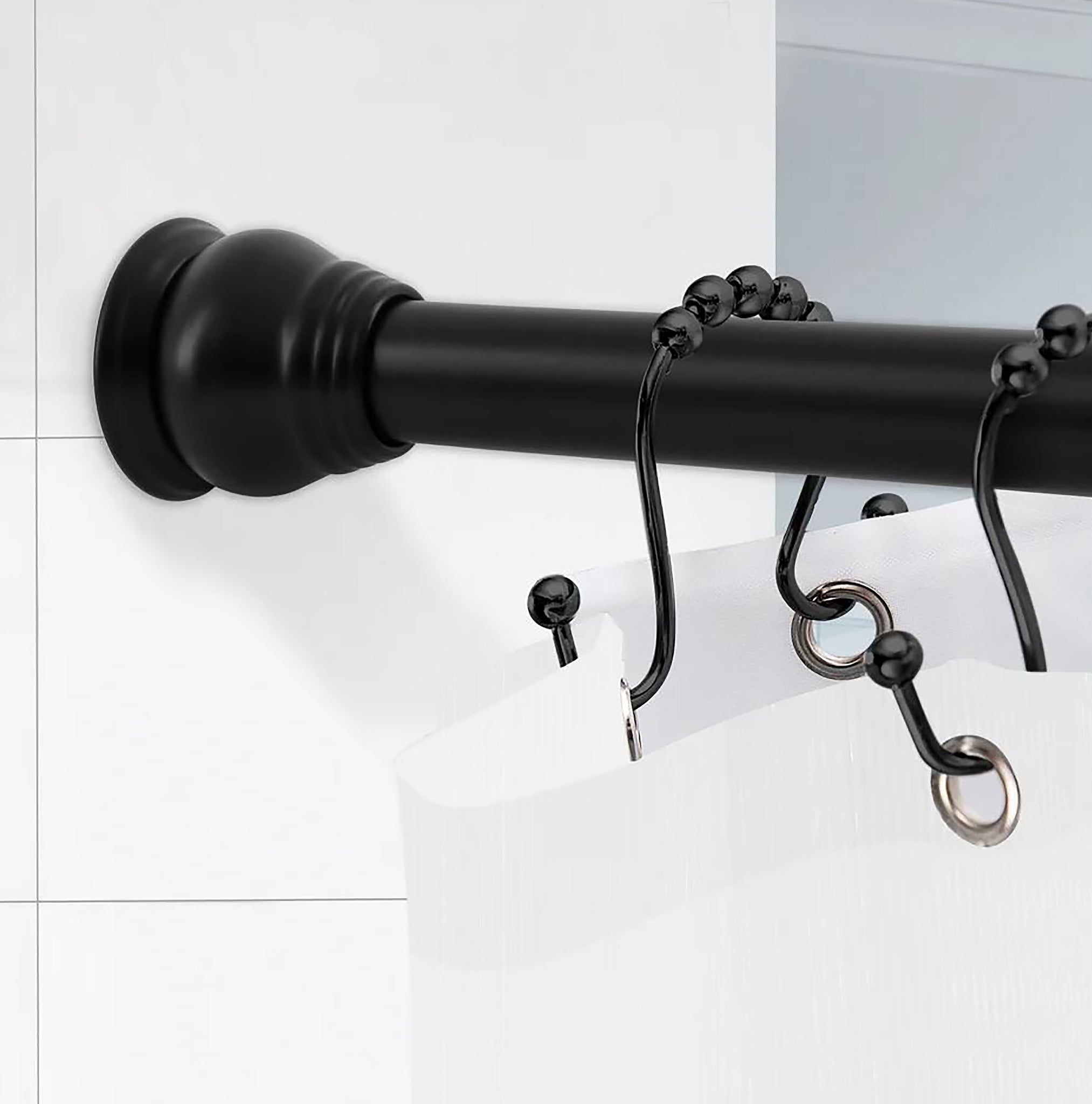 42"-72" Matte Black Regent Metal Shower Curtain Tension Rod Rust Resistant Non-Slip