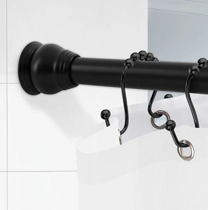 42"-72" Matte Black Regent Metal Shower Curtain Tension Rod Rust Resistant Non-Slip