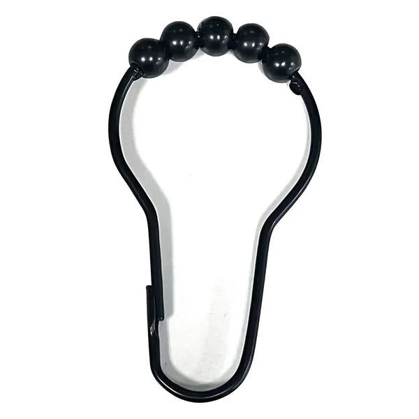 42"-72" Matte Black Regent Metal Shower Curtain Tension Rod Rust Resistant Non-Slip - 12 Hooks Included