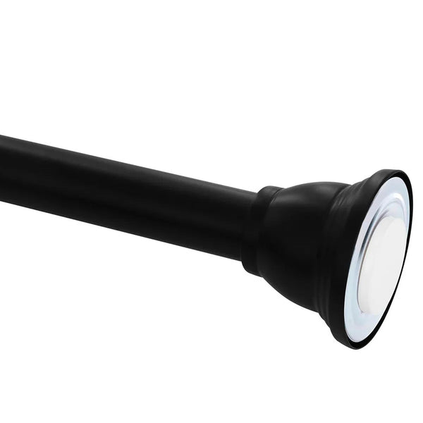42"-72" Matte Black Regent Metal Shower Curtain Tension Rod Rust Resistant Non-Slip - 12 Hooks Included