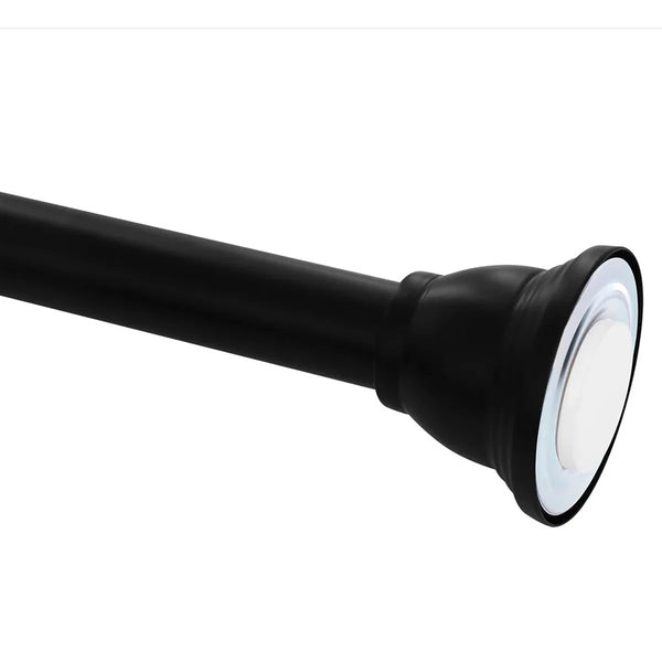 42"-72" Matte Black Non-Slip Metal Shower Curtain Regent Tension Rod Rust Resistant - 12 Hooks Included