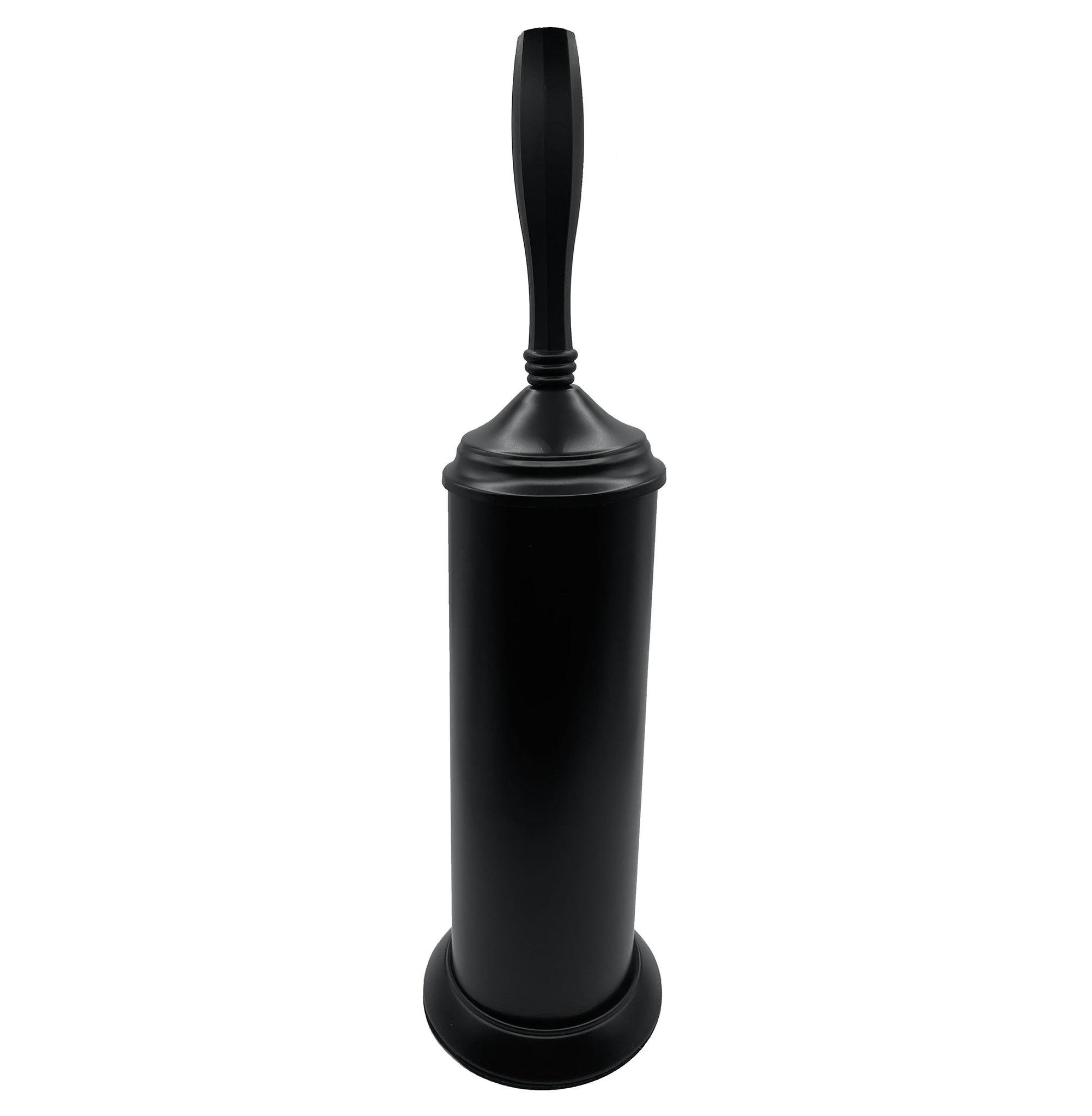 17" Tall Matte Black Toilet Brush Set with Holder