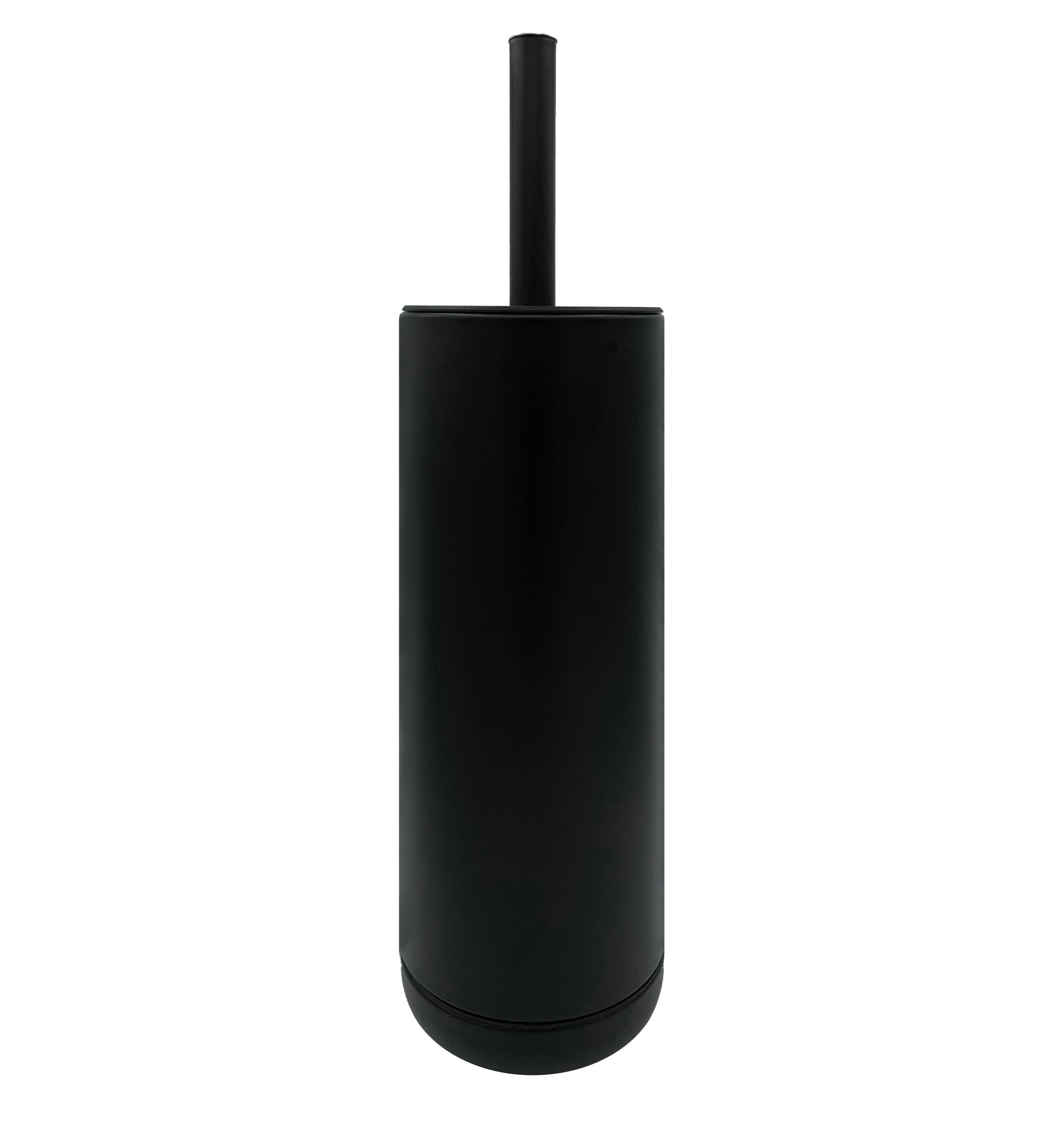 16" Tall Black Toilet Brush Set with Holder