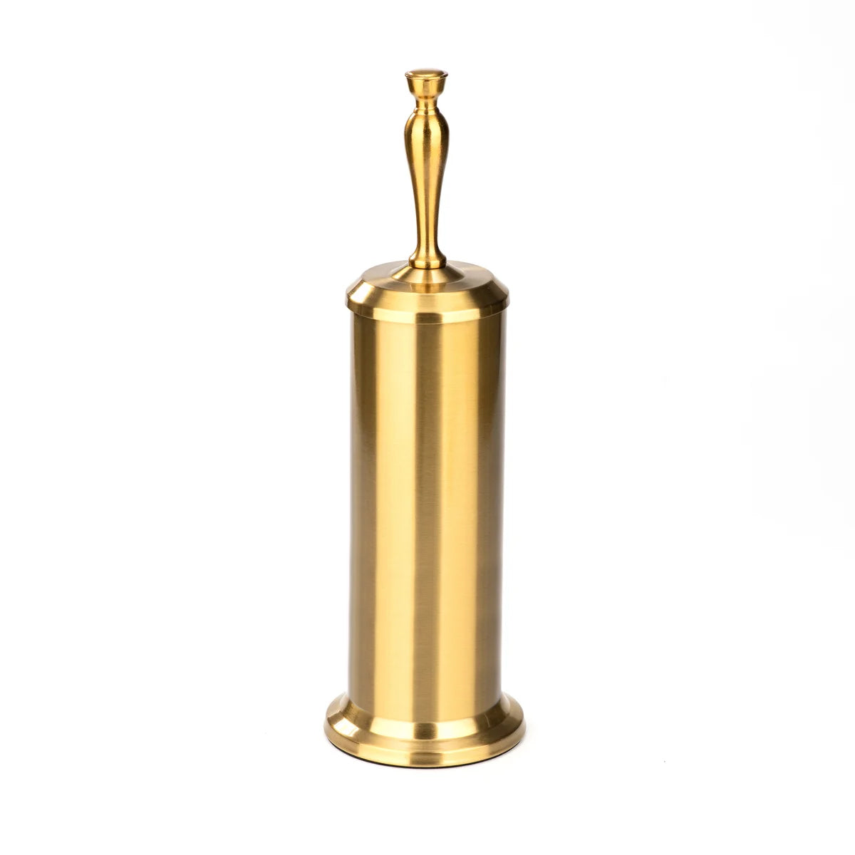 15" Tall Stainless Steel Gold Toilet Brush Set with Holder