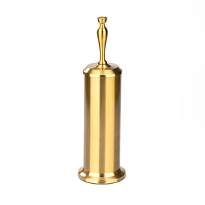 15" Tall Stainless Steel Gold Toilet Brush Set with Holder