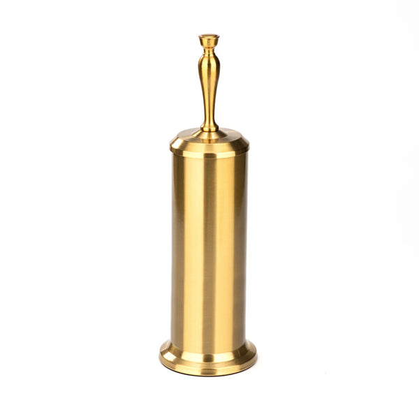 15" Tall Stainless Steel Gold Toilet Brush Set with Holder