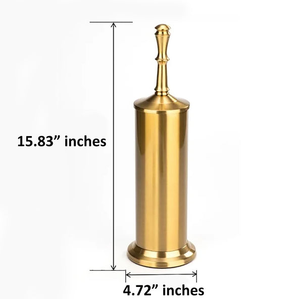 15" Tall Stainless Steel Gold Toilet Brush Set with Holder