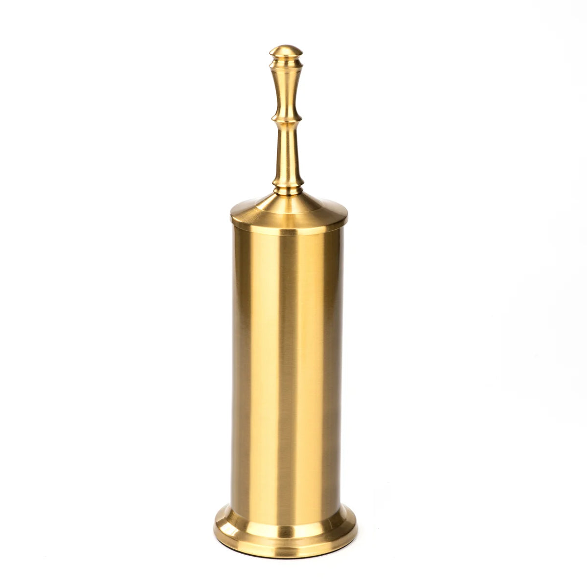 15" Tall Stainless Steel Gold Toilet Brush Set with Holder
