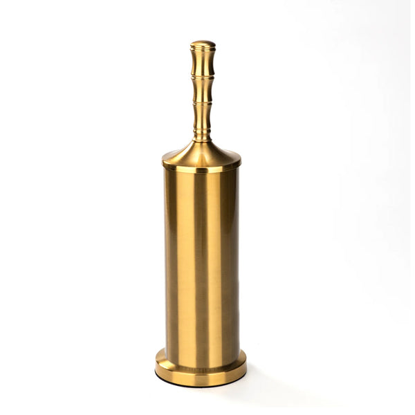 16" Tall Stainless Steel Gold Toilet Brush Set with Holder