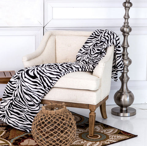 Twin Size Ultra Soft Micro Plush Flannel Bed Zebra Skin Print Blanket