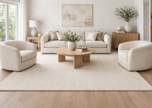 Alabaster Solid Speckled Wool Handmade Modern Minimal Area Rug
