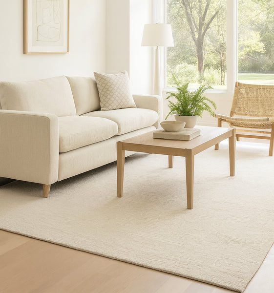 Alabaster Solid Speckled Wool Handmade Modern Minimal Area Rug