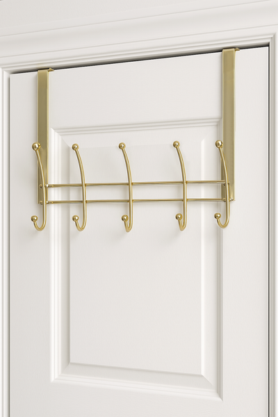 Heavy Duty Gold Over The Door Hanger Hanging Rack 10 Hooks Organizer
