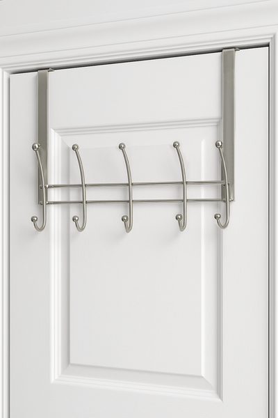 Heavy Duty Satin Nickle Over The Door Hanger Hanging Rack 10 Hooks Organizer