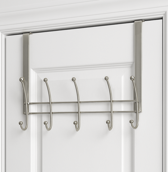 Heavy Duty Satin Nickle Over The Door Hanger Hanging Rack 10 Hooks Organizer