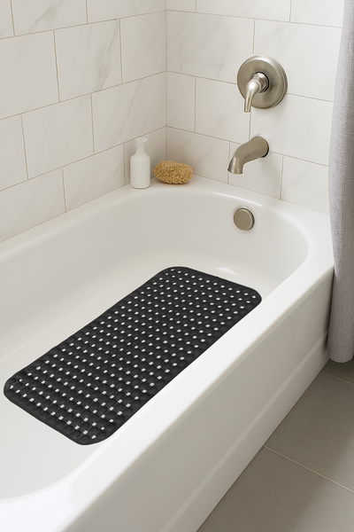 Geometric Circles Vinyl Non-Slip Bathtub Shower Mat With Suction Cups -27" x 15"