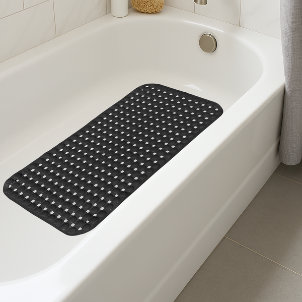 Geometric Circles Vinyl Non-Slip Bathtub Shower Mat With Suction Cups -27" x 15"