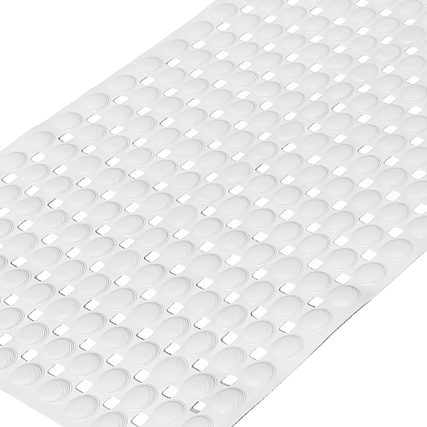 White Geometric Circles Vinyl Non-Slip Bathtub Shower Mat With Suction Cups -27" x 15"