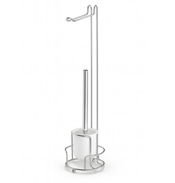 24" Tall - Toilet Paper Holder Stand With Toilet Brush